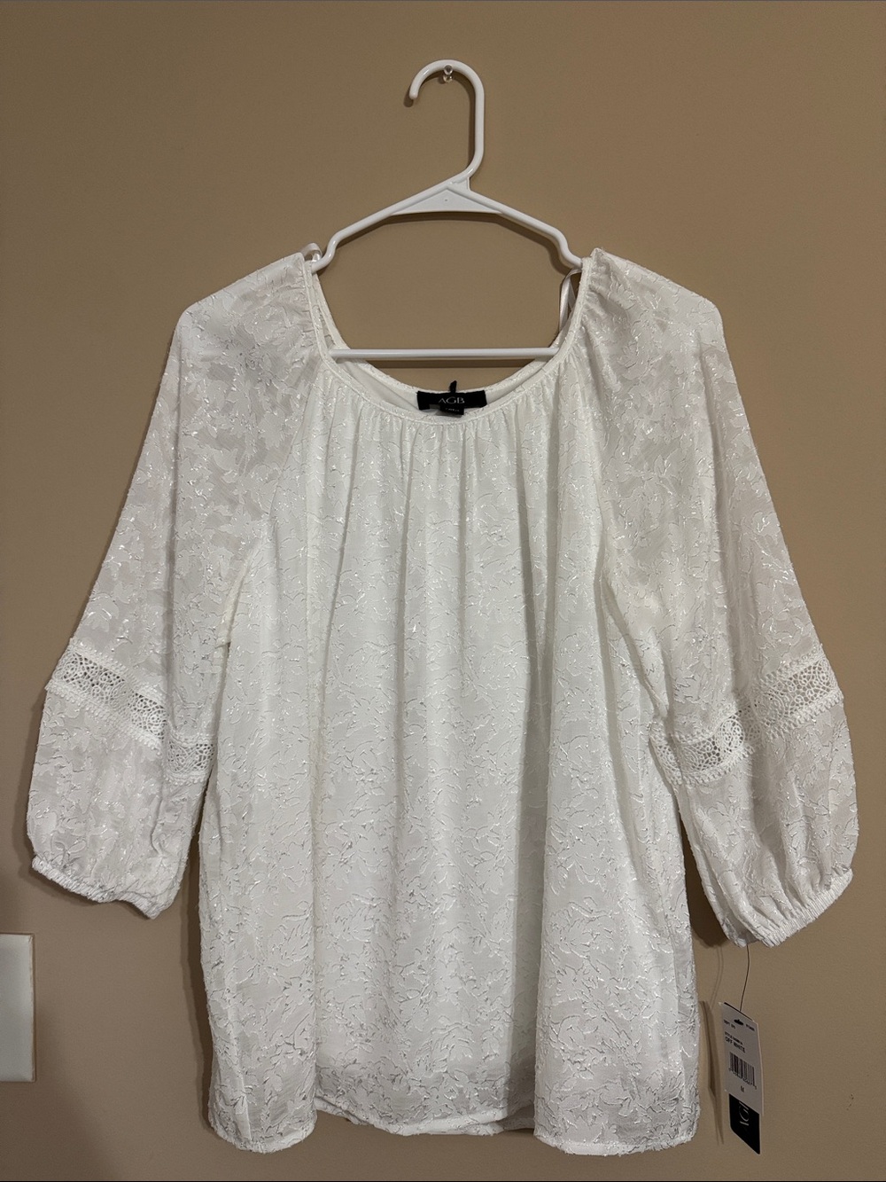 AGB Ivory Lace Peasant Tunic